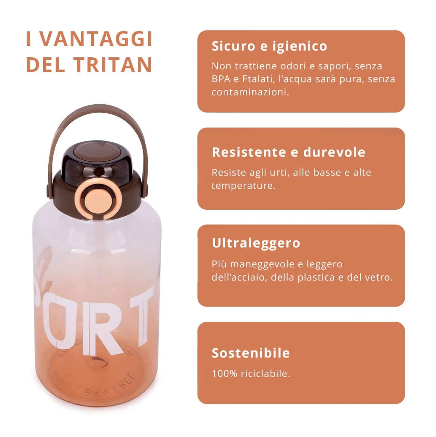 Borraccia ermetica sport 1,5 L arancione Maxima