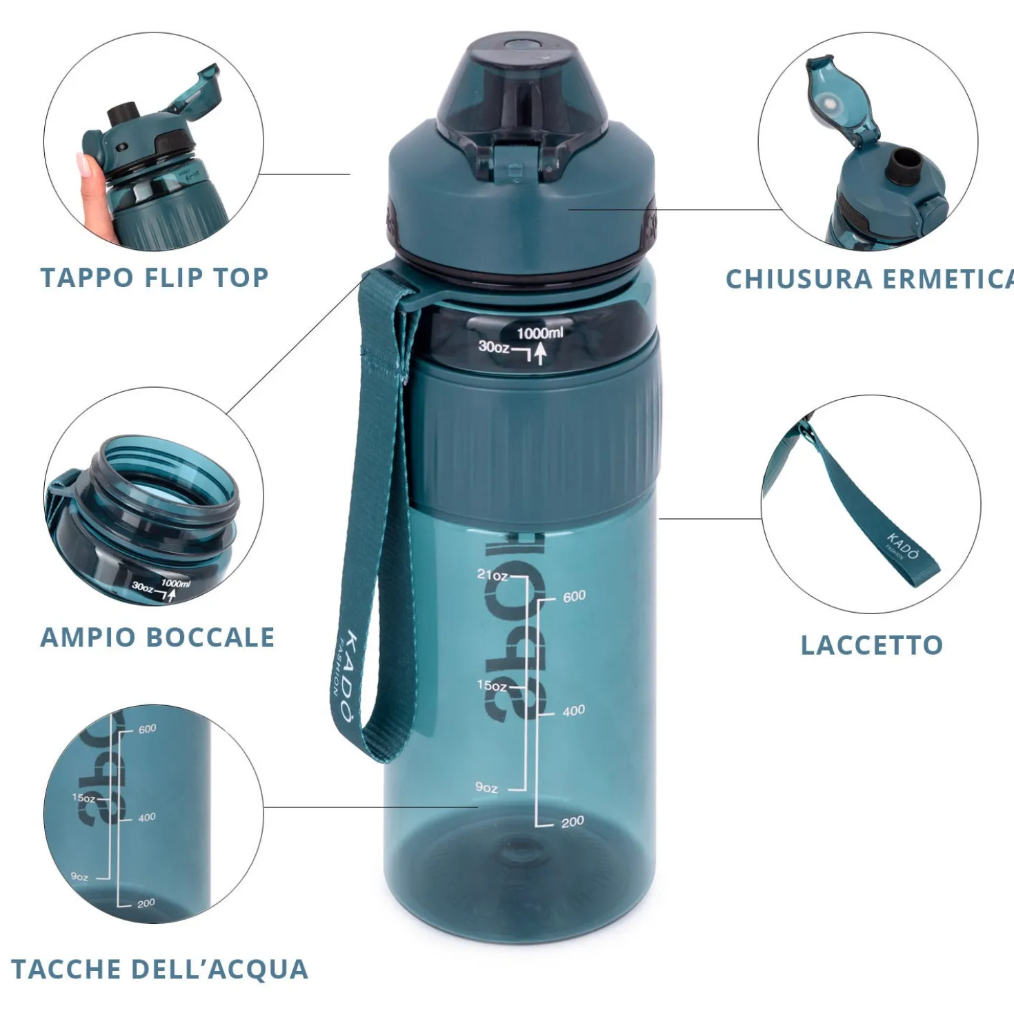 Borraccia ermetica sport 1 L ottanio Dynamix