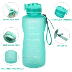 Borraccia scritta motivazionale 2,2 L azzurro Bold Collection