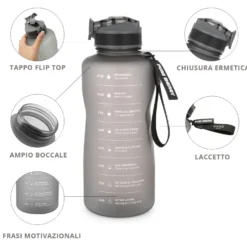 Borraccia scritta motivazionale 2,2 L nero Bold Collection