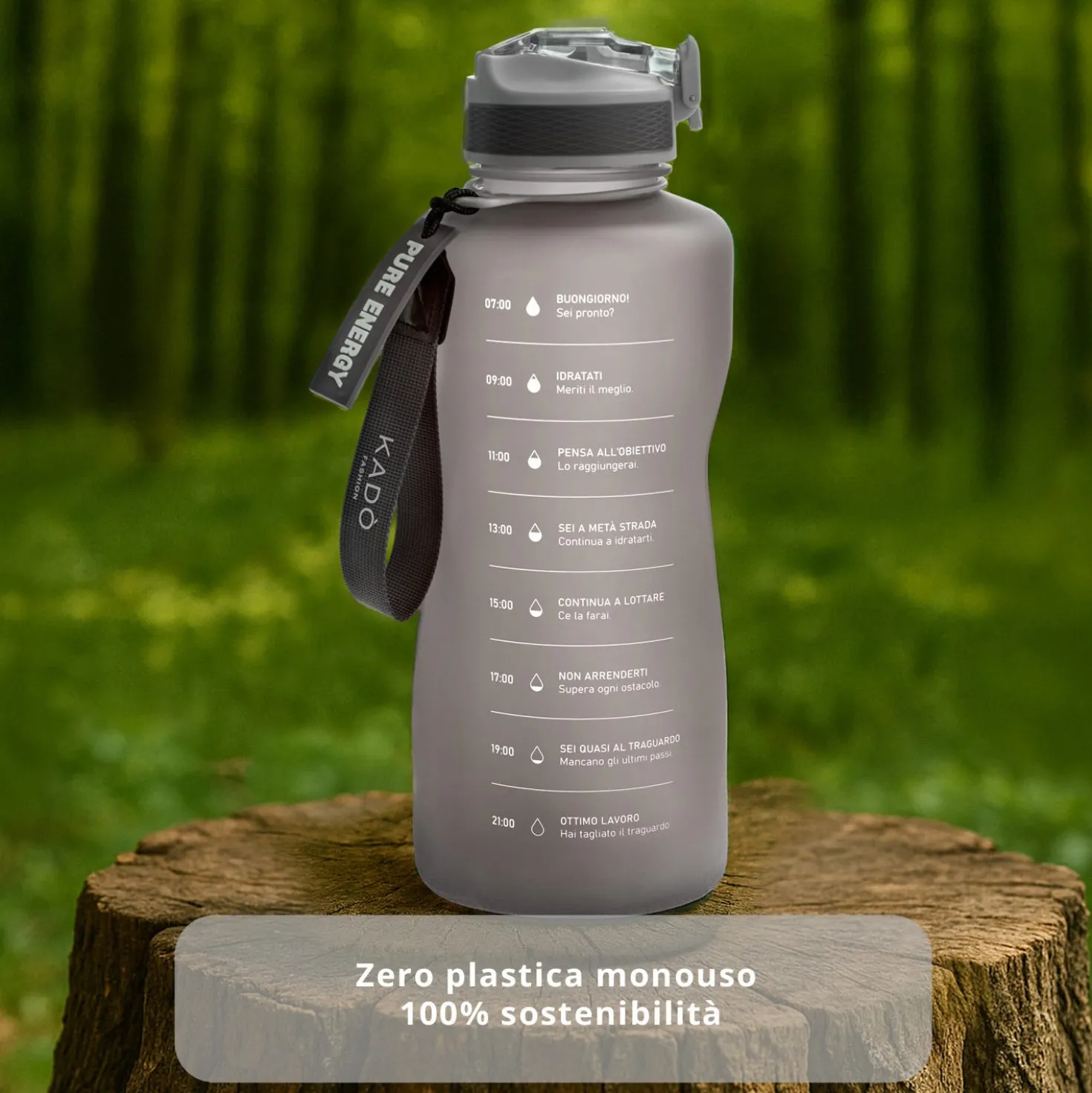 Borraccia scritta motivazionale 2,2 L nero Bold Collection