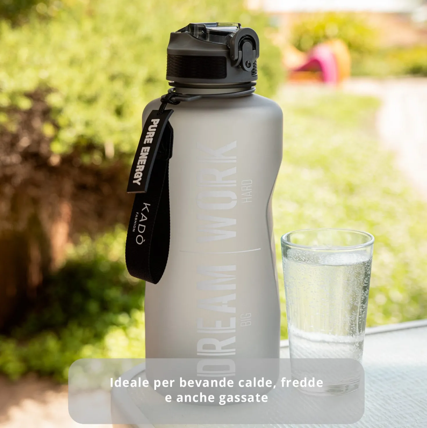 Borraccia scritta motivazionale 2,2 L nero Bold Collection
