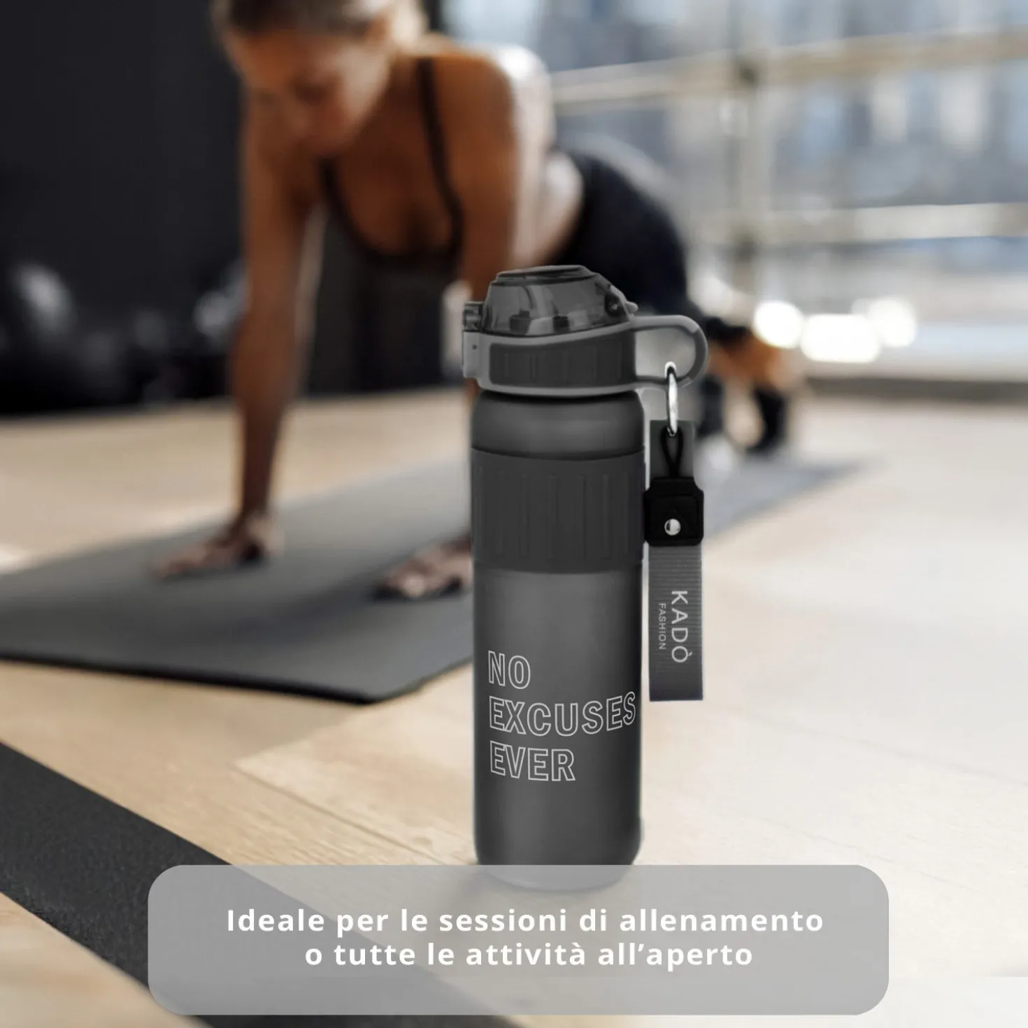 Borraccia scritta motivazionale 1 L nero Hydrea