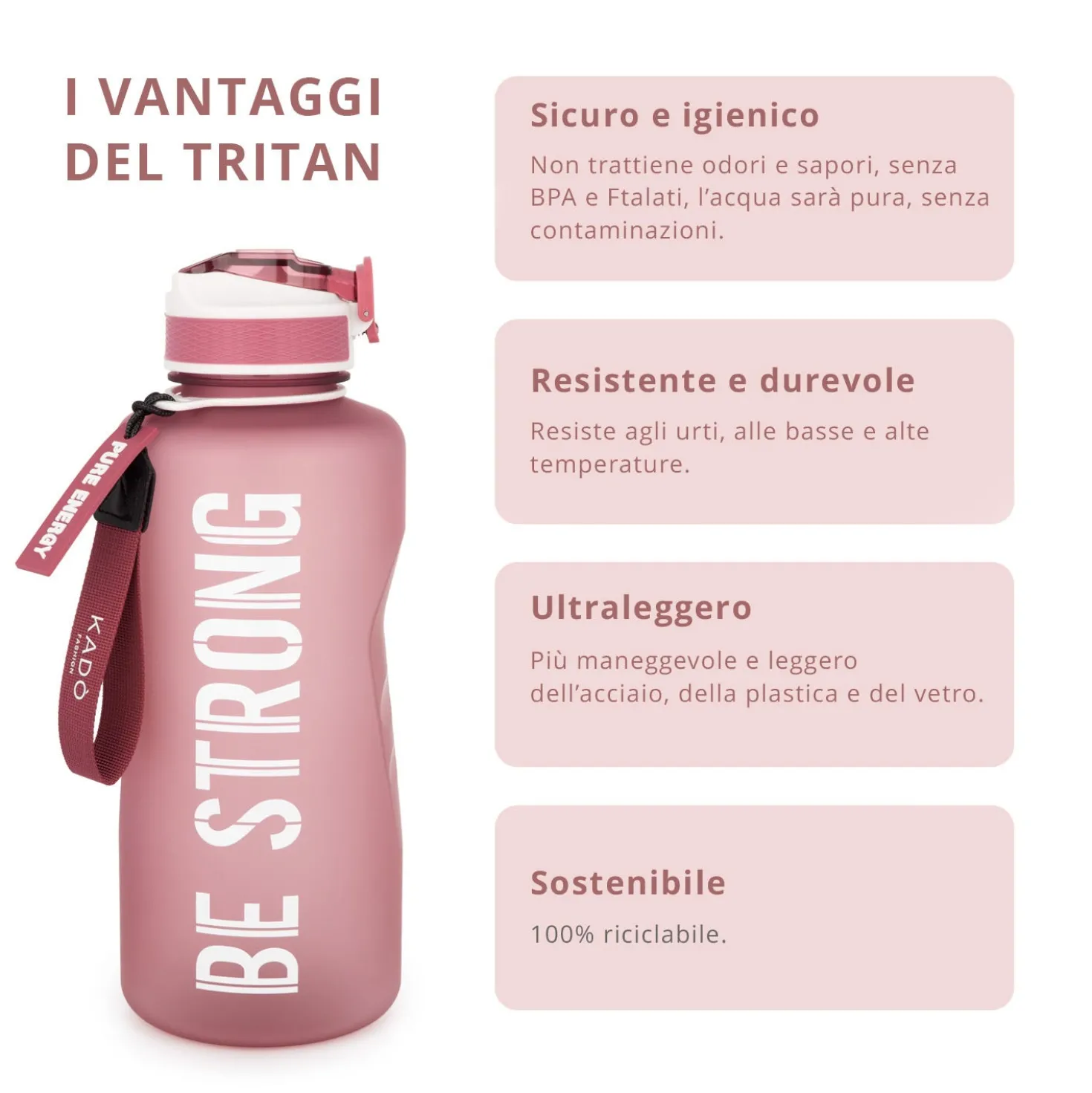 Borraccia scritta motivazionale 2,2 L rosso Bold Collection