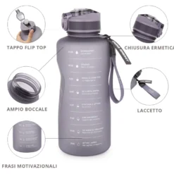Borraccia scritta motivazionale 2,2 L viola Bold Collection