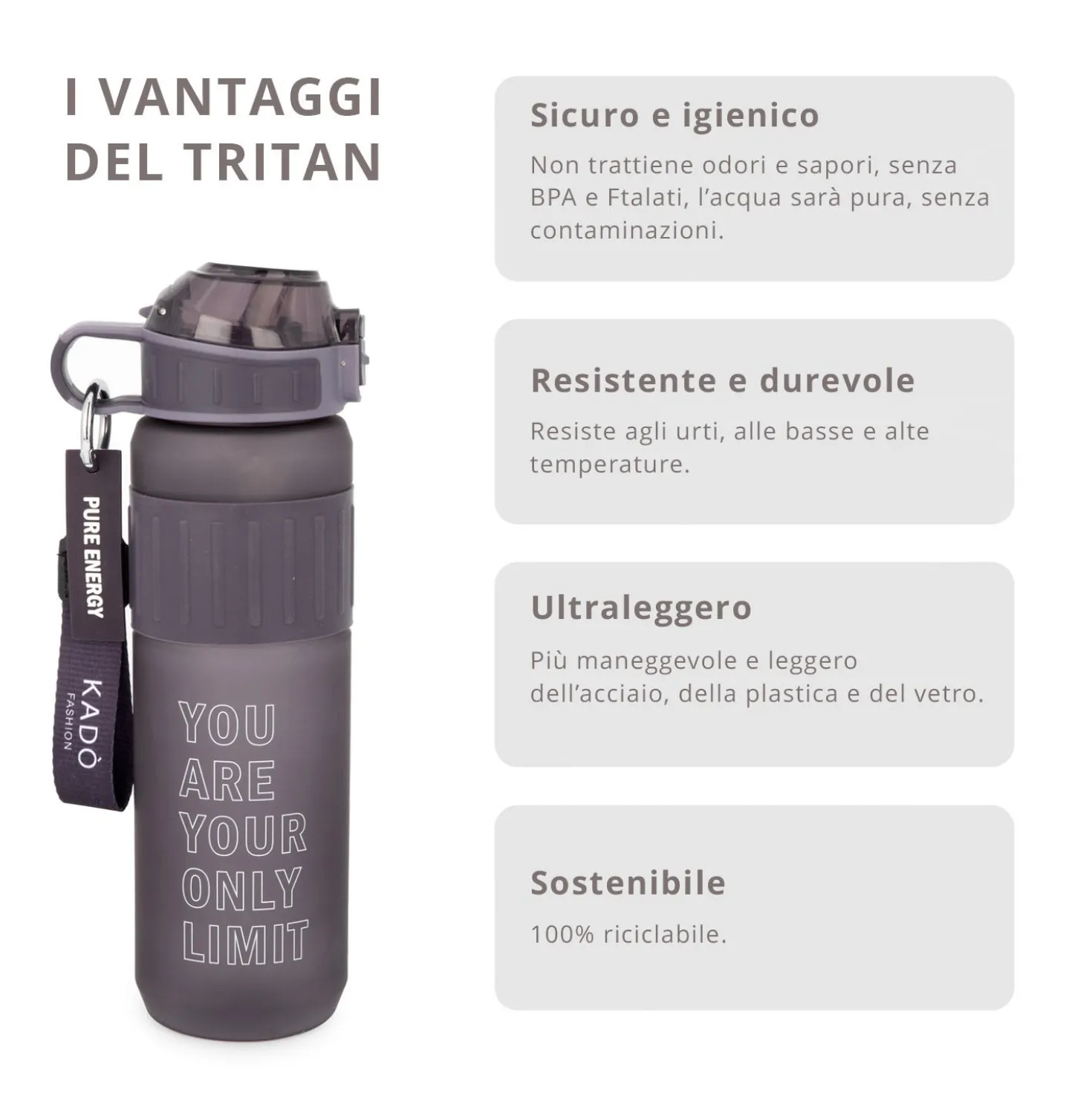 Borraccia scritta motivazionale 1 L viola Hydrea