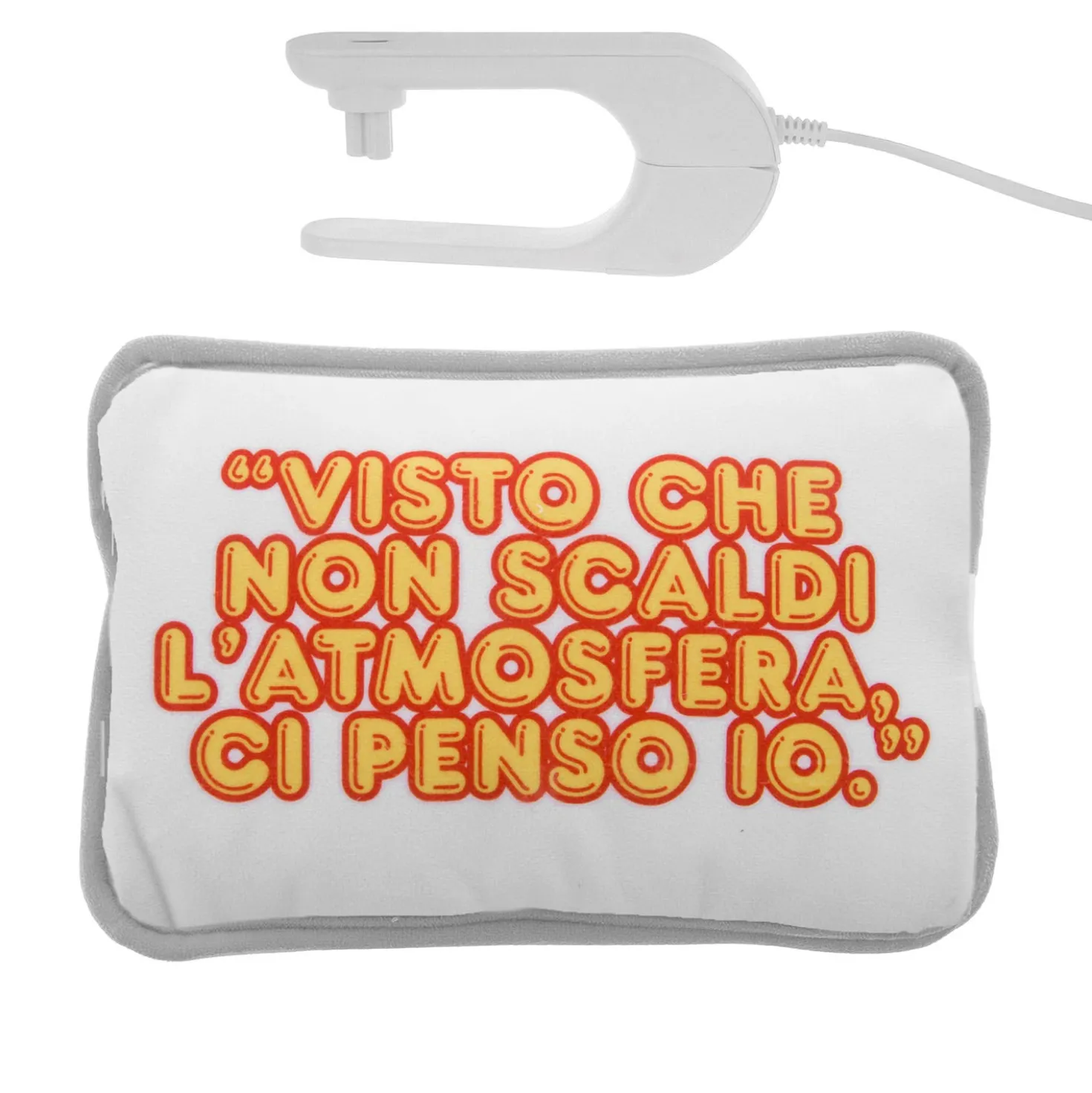Borsa acqua calda elettrica scritta gialla rossa