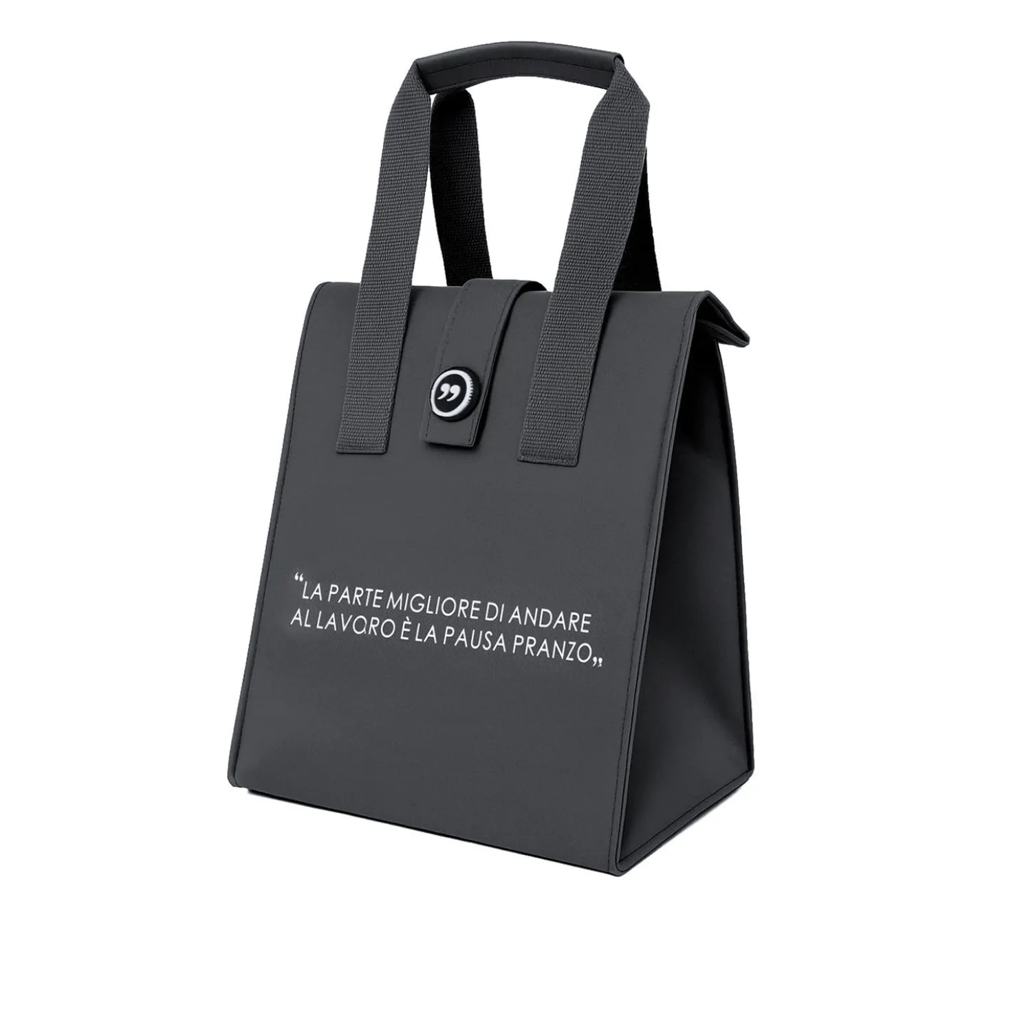 Borsa porta pranzo termica 12 L grigio con scritta