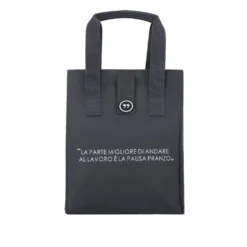 Borsa porta pranzo termica 12 L grigio con scritta