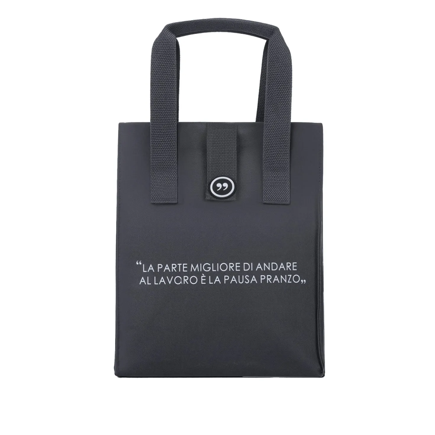 Borsa porta pranzo termica 12 L grigio con scritta