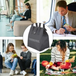 Borsa porta pranzo termica 12 L grigio con scritta