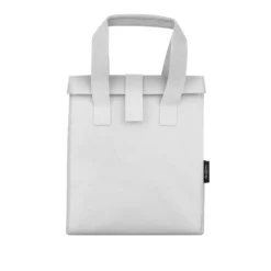 Borsa porta pranzo termica 12 L grigo chiaro con scritta