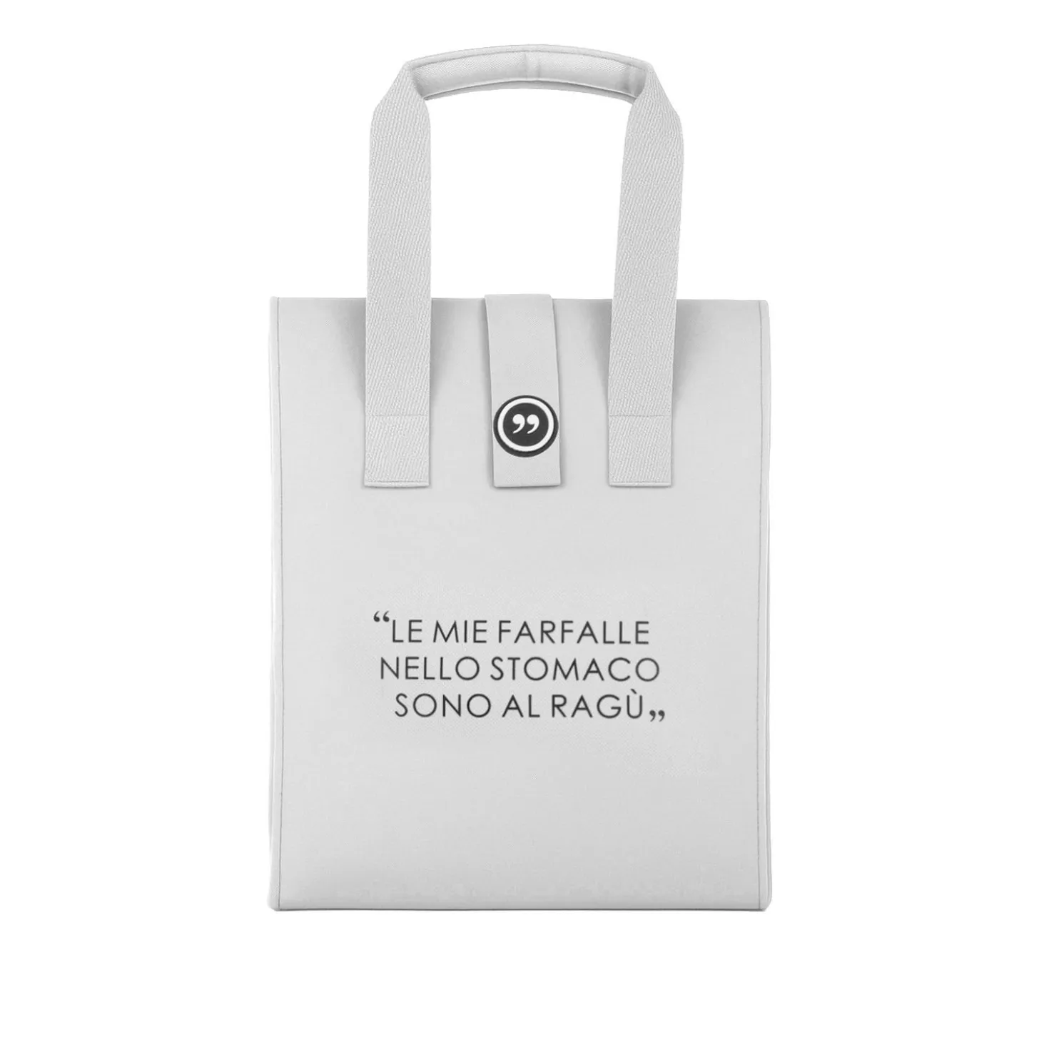 Borsa porta pranzo termica 12 L grigo chiaro con scritta