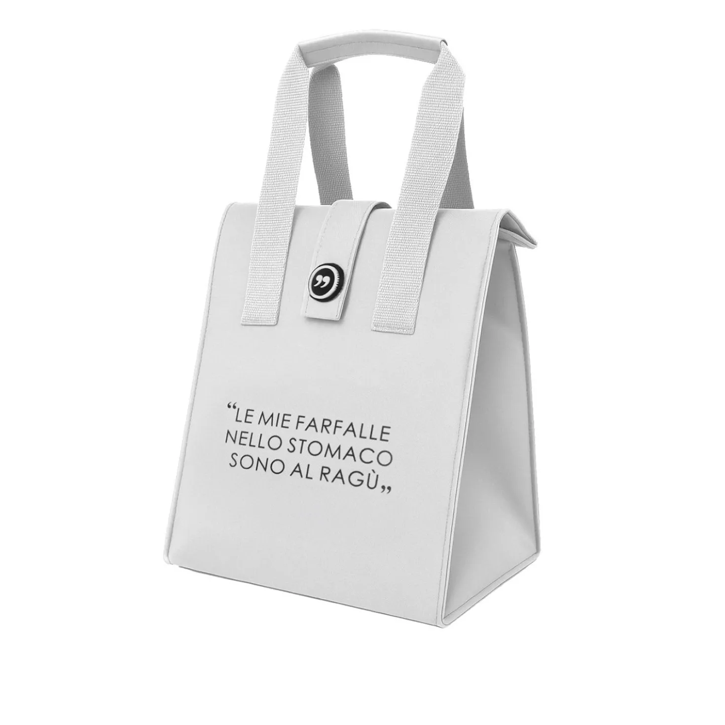 Borsa porta pranzo termica 12 L grigo chiaro con scritta