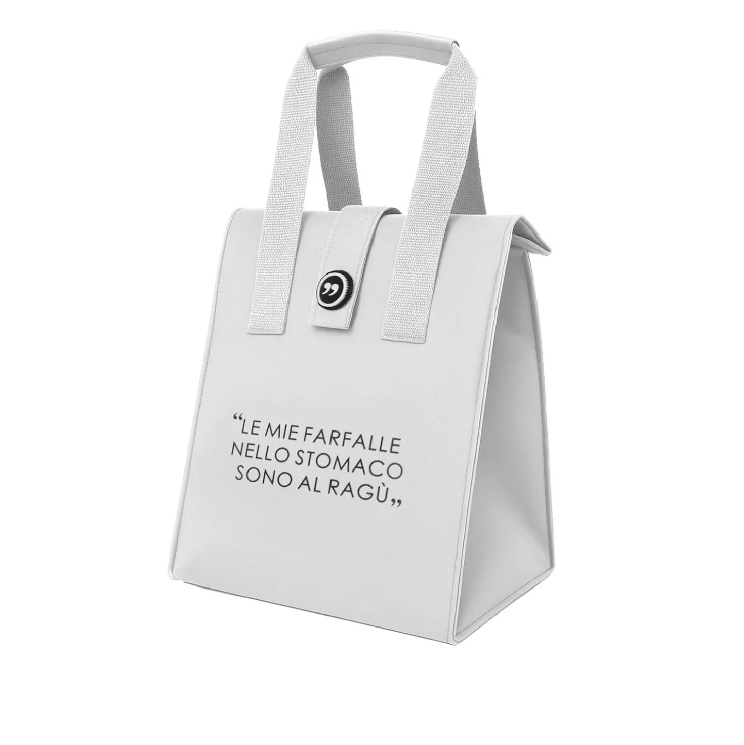 Borsa porta pranzo termica 12 L grigo chiaro con scritta