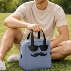 Borsa termica impermeabile 8,5 L baffi blu con manici