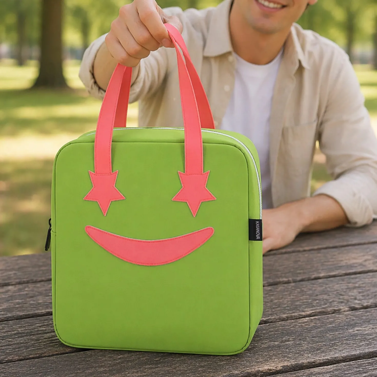 Borsa termica impermeabile 8,5 L verde sorriso con manici