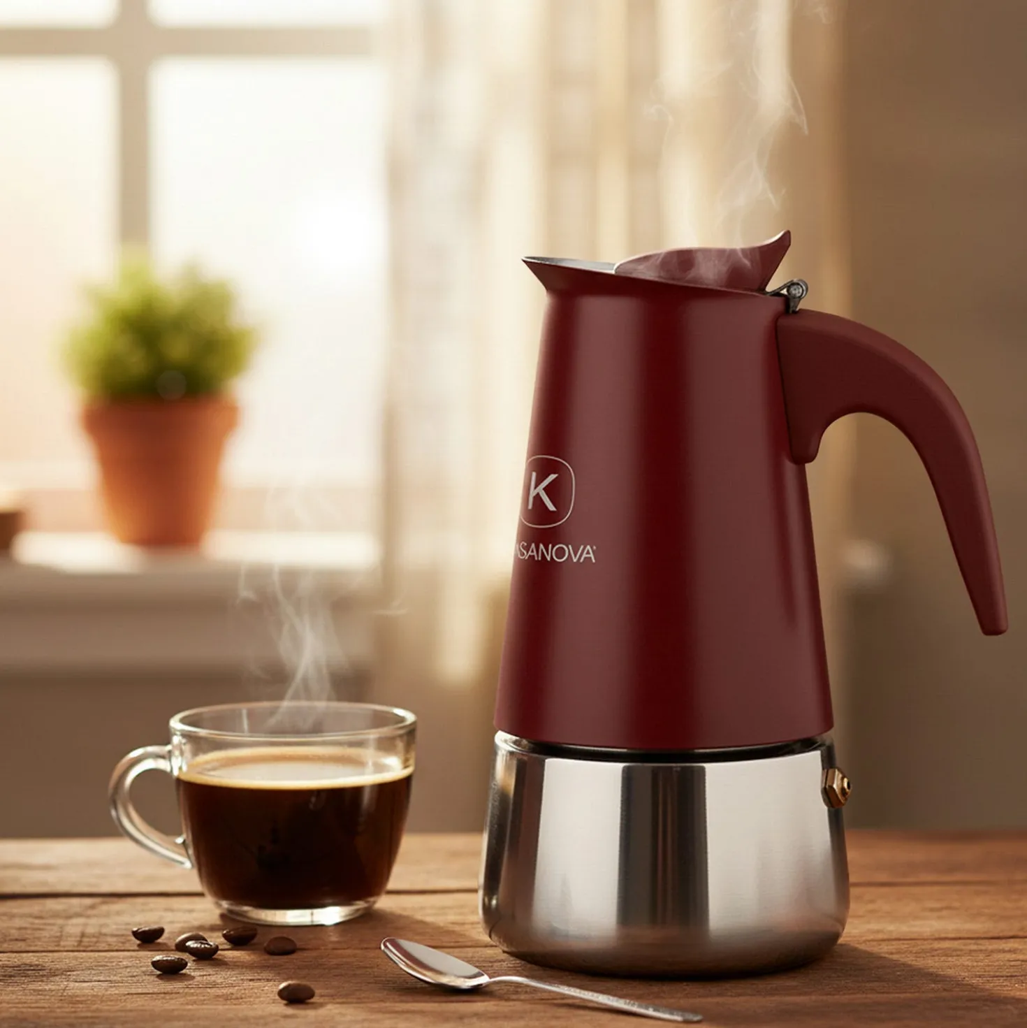 Caffettiera induzione 4 tazze rosso