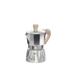 Caffettiera 1 tazza con manico effetto legno