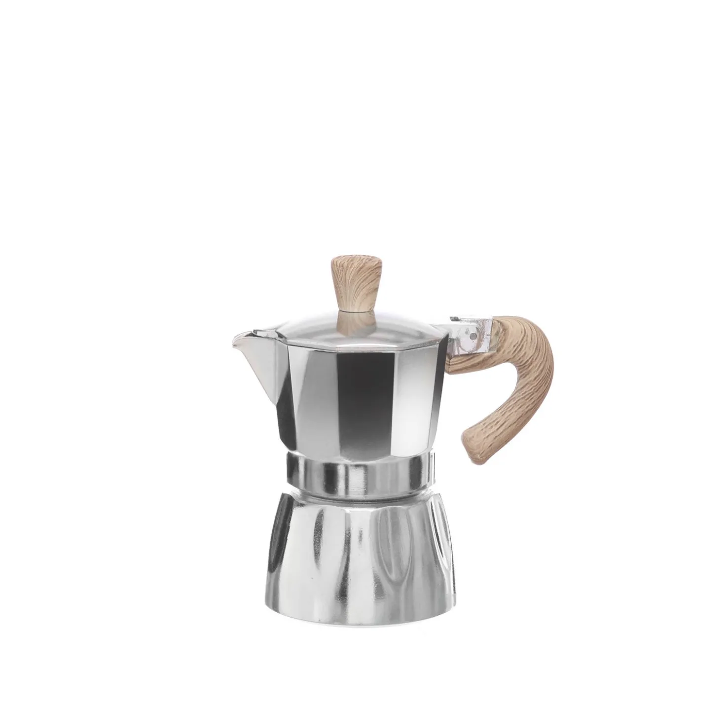 Caffettiera 1 tazza con manico effetto legno