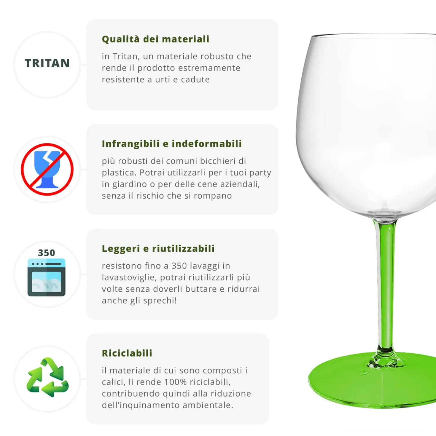 Calice cocktail in tritan 582 ml verde Ballon