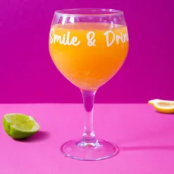 Calice in vetro scritta Smile e drink 620 ml