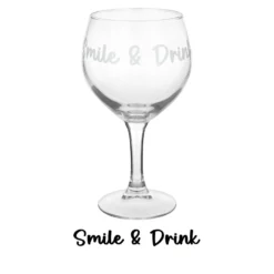 Calice in vetro scritta Smile e drink 620 ml