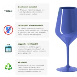Calice vino in tritan 470 ml blu scuro