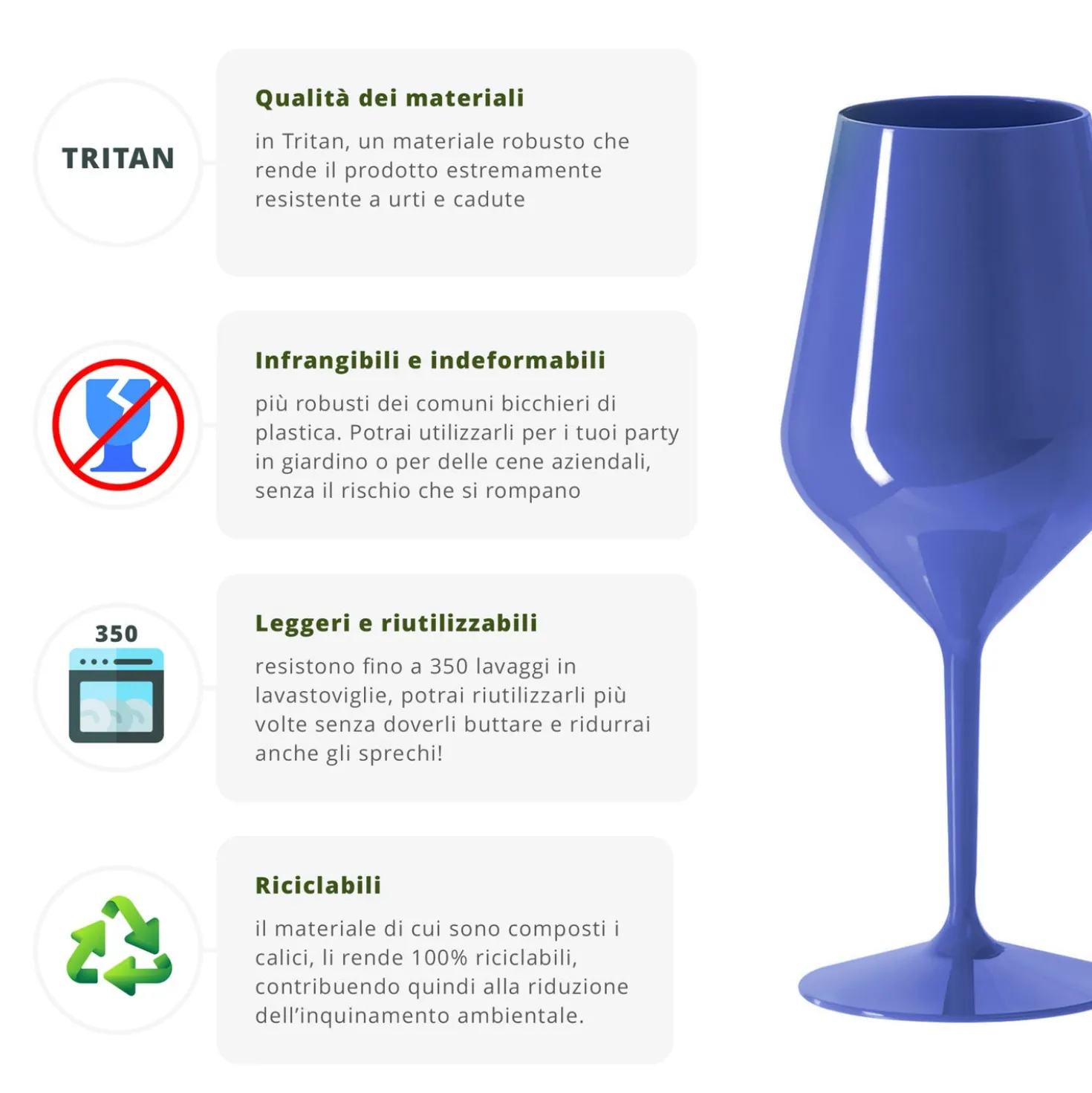 Calice vino in tritan 470 ml blu scuro