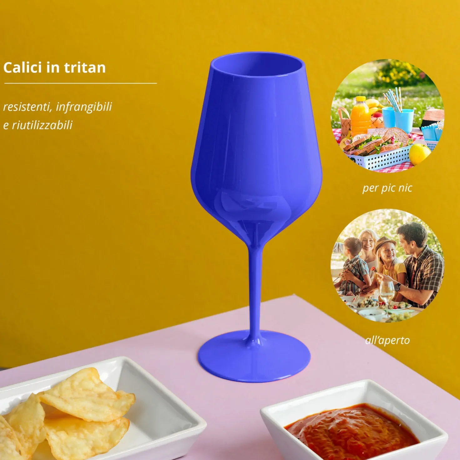 Calice vino in tritan 470 ml blu scuro