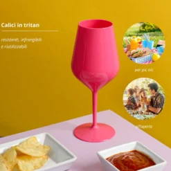 Calice vino in tritan 470 ml fucsia
