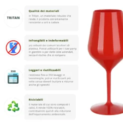 Calice vino in tritan 470 ml rosso