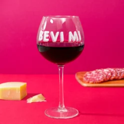 Calice vino in vetro scritta Bevimi 580 ml