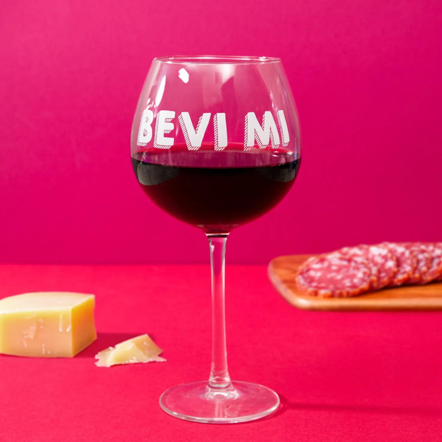 Calice vino in vetro scritta Bevimi 580 ml
