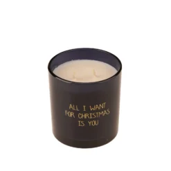 Candela in bicchiere di vetro nero All I want for Christmas is you