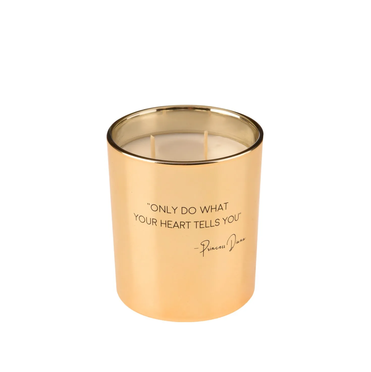 Candela profumata in bicchiere con citazione Lady Diana