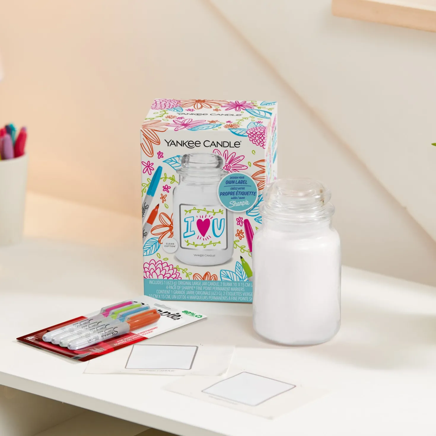 Candela profumata Yankee Candle personalizzabile con pennarelli