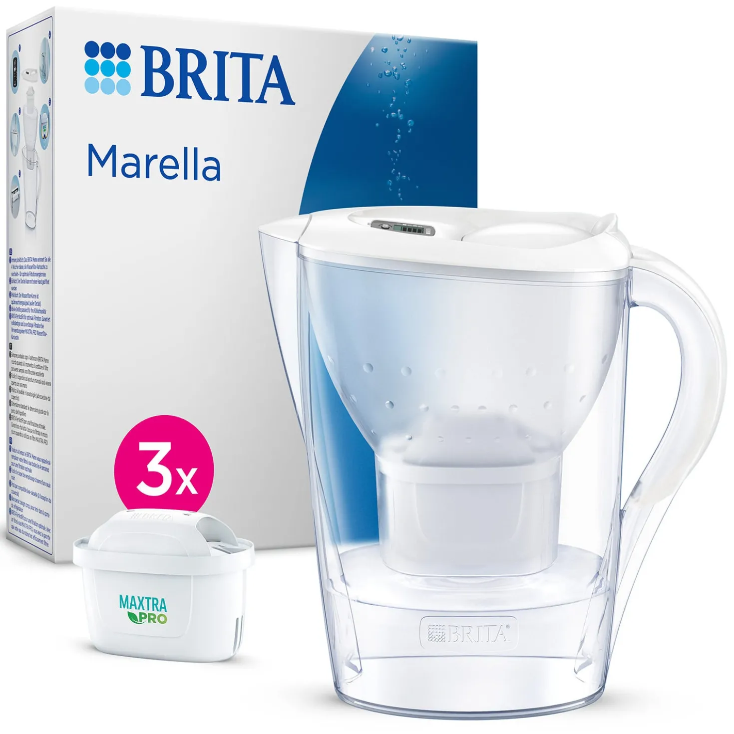 Caraffa filtrante 2,4 L Marella Brita con 3 filtri Maxtra Pro All in 1