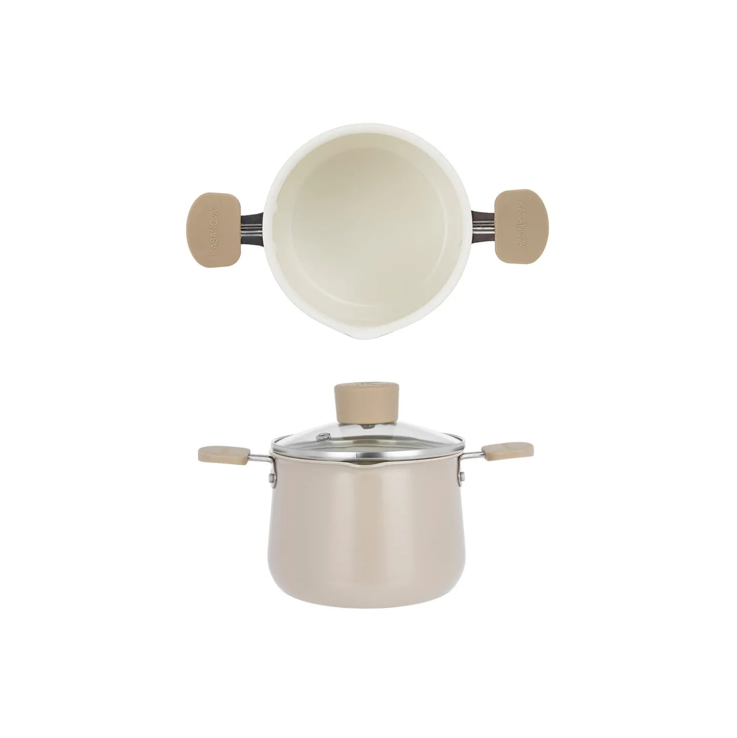 Casseruola alta 13 cm Mini Fantasy con coperchio beige