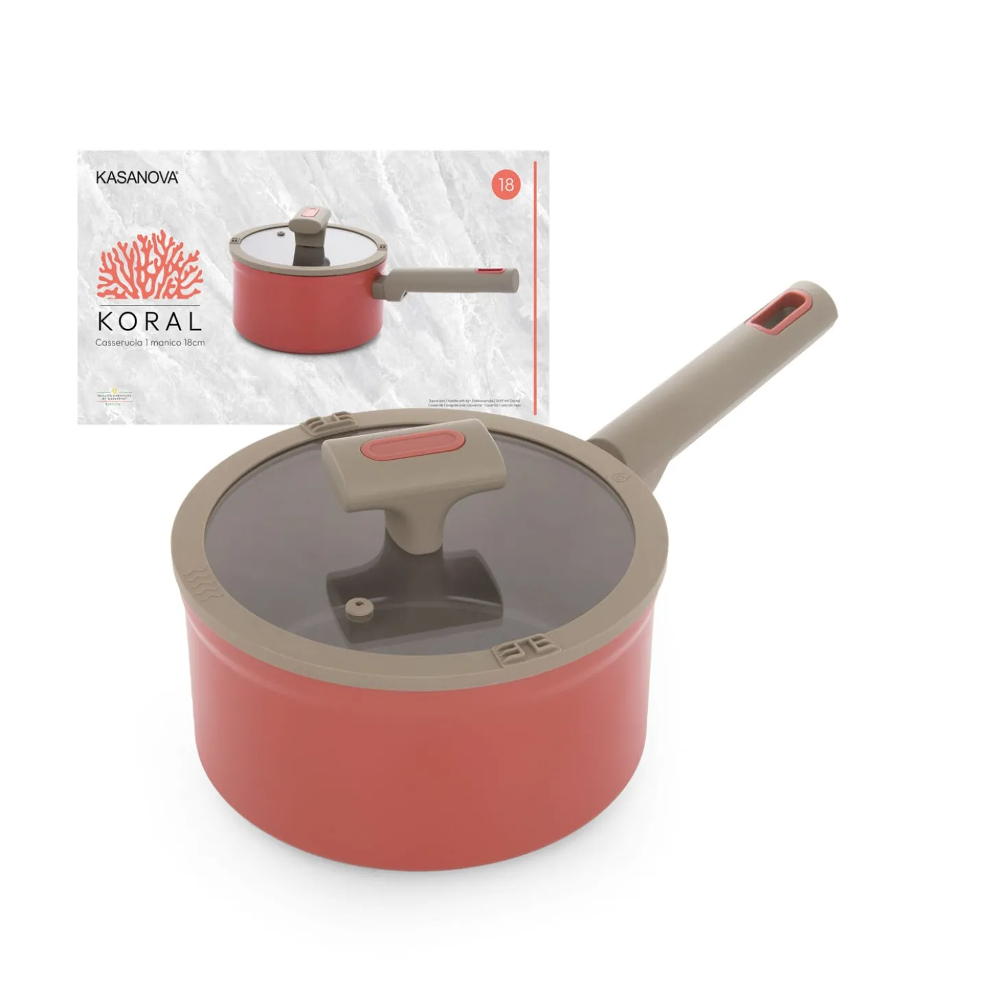 Casseruola 18 cm antiaderente ceramico Koral con coperchio
