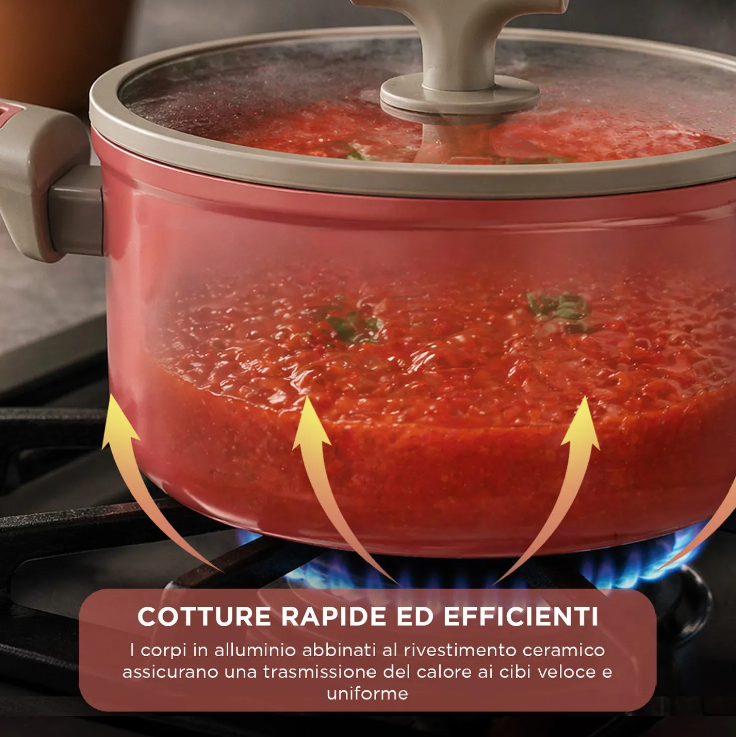 Casseruola 28 cm antiaderente ceramico Koral con coperchio