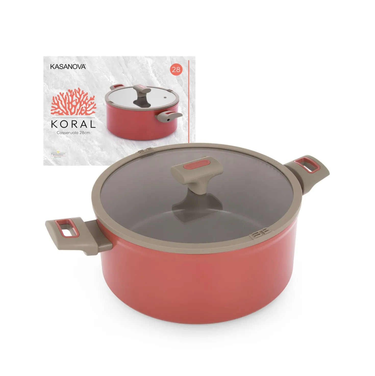 Casseruola 28 cm antiaderente ceramico Koral con coperchio