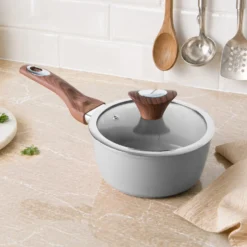 Casseruola 16 cm antiaderente ceramico 1 manico New Ceramic grigio
