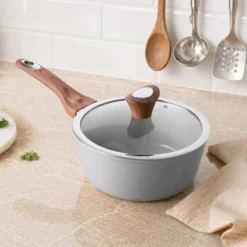 Casseruola 20 cm antiaderente ceramico 1 manico New Ceramic grigio