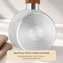 Casseruola 18 cm antiaderente ceramico 1 manico New Ceramic grigio