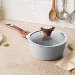 Casseruola 18 cm antiaderente ceramico 1 manico New Ceramic grigio