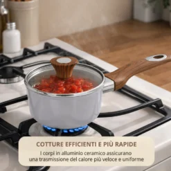 Casseruola 18 cm antiaderente ceramico 1 manico New Ceramic grigio