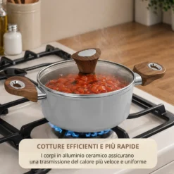 Casseruola 20 cm antiaderente ceramico New Ceramic grigio
