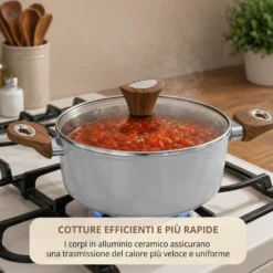 Casseruola 24 cm antiaderente ceramico New Ceramic grigio