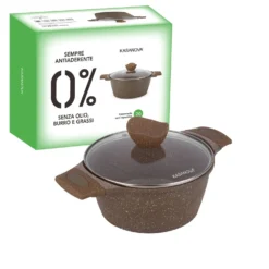 Casseruola 20 cm antiaderente 0 grassi con coperchio